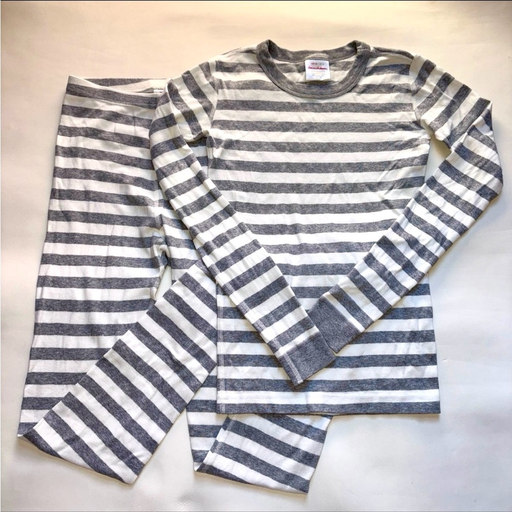 Hanna Andersson Gray and White Striped Pajama Set